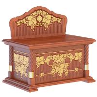 Скамья-сундук храмовая "Суздальская", цвет "кипарис" с золотом (поталь)