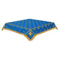 Пелена на престол с вышитыми херувимами, шелк &quot;Святительский&quot;, голубая с золотом