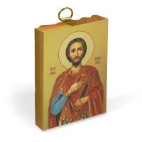 Икона мученика Иоанна Воина на деревянной основе, на холсте с золочением