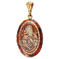 Образок нательный с ликом Божией Матери "Феодоровская", овальной формы, 2х3 см