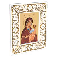 Рамка-киот "Суздальский" настенный белый с золотом (патина), ширина 12 см