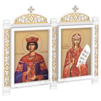 Киот настенный "Суздальский" белый с золотом (патина), два модуля