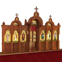 Иконостас деревянный &quot;Романовский&quot; одноярусный, цвет &quot;кипарис&quot;, 704х457х47 см