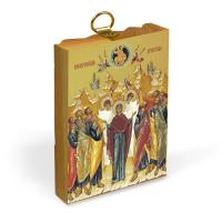 Икона Вознесения Господня на деревянной основе, на холсте с золочением