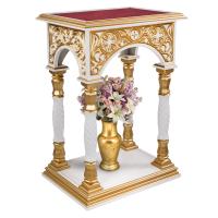 Подставка церковная "Тверская" белая с золотом (патина), 70х50х100 см