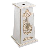 Подставка под хоругвь, крест, икону &quot;Суздальская&quot; белая с золотом (патина)