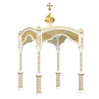 Сень над престолом "Романовская", белая с золотом (патина), 245х245х440 см