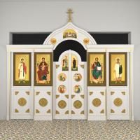 Иконостас одноярусный (Тверская обл.), белый с золотом, 371,6х327,5х15 см
