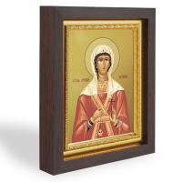 Икона мученицы Татианы Римской, в узком багете, цвет "темный дуб", на холсте, с золочением