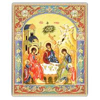 Икона карманная Святой Троицы на титановой бронепластине, 6,5х8 см