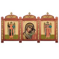 Киот настенный "Суздальский", цвет "кипарис" с золотом (поталь), три модуля
