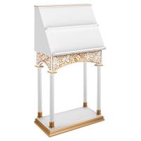 Аналой клиросный &quot;Суздальский&quot; белый с золотом (патина), колонны, высота 155 см