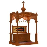 Рака под мощи "Романовская", цвет "кипарис", с сенью и подиумом / без сени и подиума