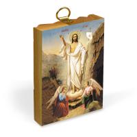 Икона Воскресения Христова на деревянной основе, на холсте с золочением