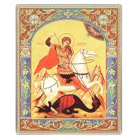 Икона карманная великомученика Георгия Победоносца на титановой бронепластине, 6,5х8 см