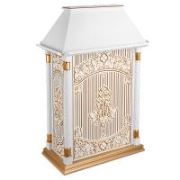 Аналой клиросный &quot;Суздальский&quot; белый с золотом (патина), тумба, четырехсторонний, 85х48х134 см