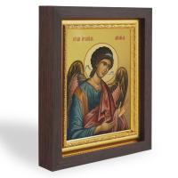 Икона Архангела Михаила, в узком багете, цвет "темный дуб", на холсте, с золочением, №3