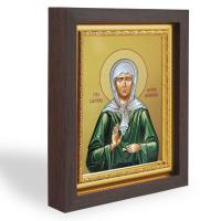 Икона Матроны Московской, в узком багете, цвет "темный дуб", на холсте, с золочением