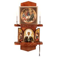 Полка для икон &quot;Суздальская&quot; прямая, цвет &quot;кипарис&quot;, 2 яруса