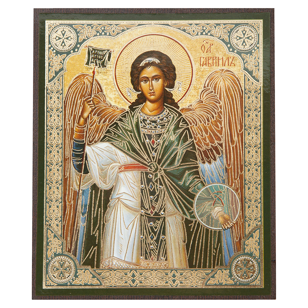 Икона Архангела Гавриила, МДФ, 10х12 см