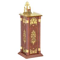 Панихидный стол на 36-50 свечей &quot;Суздальский&quot;, цвет &quot;кипарис&quot; с золотом (поталь), тумба