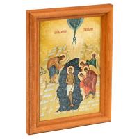 Икона Крещения Господня (Богоявления) в деревянной рамке, 12х1,5х17 см