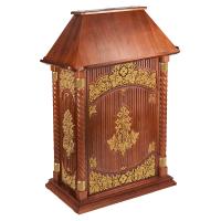 Аналой клиросный "Суздальский", цвет "кипарис" с золотом (поталь), тумба, четырехсторонний, 85х48х13