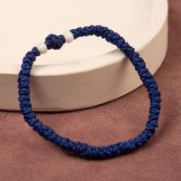 Браслет плетеный (комбоскини) с пластиковыми бусинами, синий №2