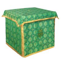 Облачение на престол с пеленой, шелк &quot;Горненский&quot;, зеленое с золотом