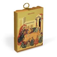 Икона Тайной Вечери на деревянной основе, на холсте с золочением