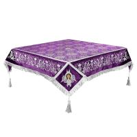 Пелена на престол комбинированная, фиолетовая с серебром, вышивка