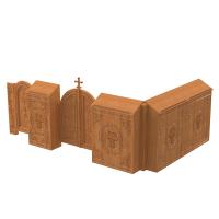 Иконостас одноярусный (г. Москва) светлый, на основе аналоев, 363х146,8х235 см