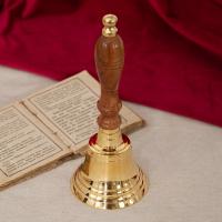 Колокольчик латунный с деревянной ручкой, 9,6х23 см