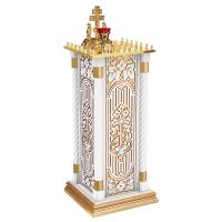 Панихидный стол на 36-50 свечей "Суздальский" белый с золотом (патина), тумба