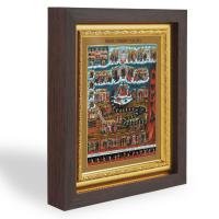 Икона Страшного суда, в узком багете, цвет "темный дуб", на холсте, с золочением