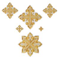 Набор крестов для иерейского облачения белый, золотая нить