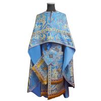 Греческое иерейское облачение голубое с узором "Ангелы", греческая парча