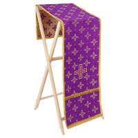 Накидка на аналой перекидная, шелк "Святительский", фиолетовая с золотом, 45,5х200 см