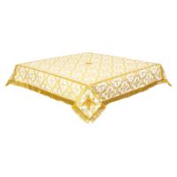 Пелена на престол с вышитыми херувимами, шелк &quot;Николаевский&quot; белая с золотом