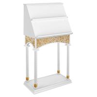 Аналой клиросный &quot;Суздальский&quot; белый с золотом (поталь), колонны, высота 155 см