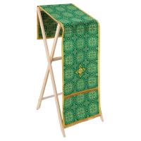 Накидка на аналой перекидная, шелк &quot;Горненский&quot;, зеленая с золотом, 45,5х200 см