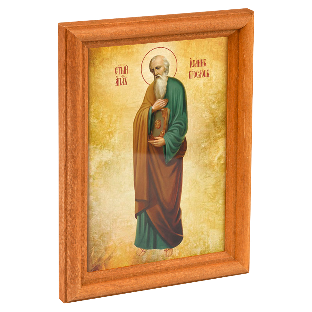Икона апостола и евангелиста Иоанна Богослова в деревянной рамке, 12х1,5х17 см