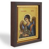 Икона Архангела Гавриила, в узком багете, цвет "темный дуб", на холсте, с золочением
