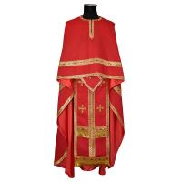 Греческое иерейское облачение красное, смесовая льняная ткань
