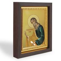 Икона пророка Илии, в узком багете, цвет "темный дуб", на холсте, с золочением