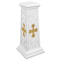 Подставка под хоругвь, крест, икону &quot;Ивановская&quot; белая с золотом (поталь)