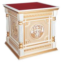 Облачение на престол "Костромское" белое с золотом (патина), высота 105 см