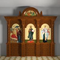 Киот напольный (г. Москва), цвет "кипарис", тройной, 286х290х37,8 см
