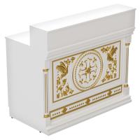 Свечная лавка "Судиславская". Секция №17, рабочая зона продавца, белая с золотом (поталь)