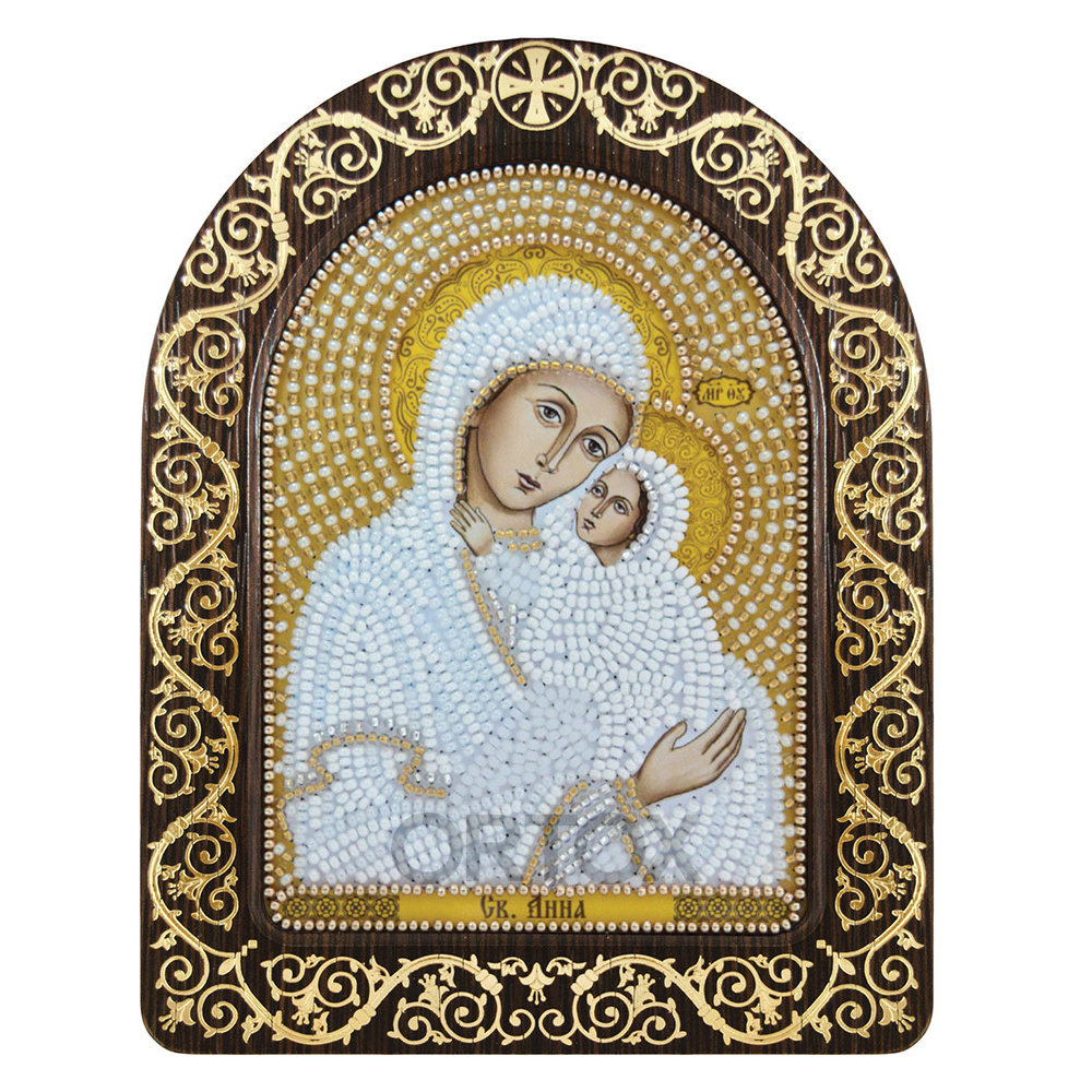 Набор для вышивания бисером "Икона праведной Анны", 13,5х17 см, с фигурной рамкой